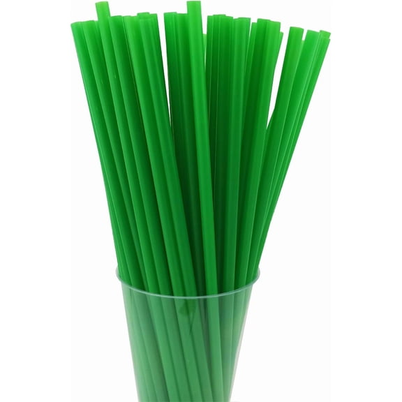 200PCS 10.2 Inches Disposable Decorative Green Plastic Straws for Birthday Wedding Cocktail Party Supplies (0.23 * 10.2inch) (Green)