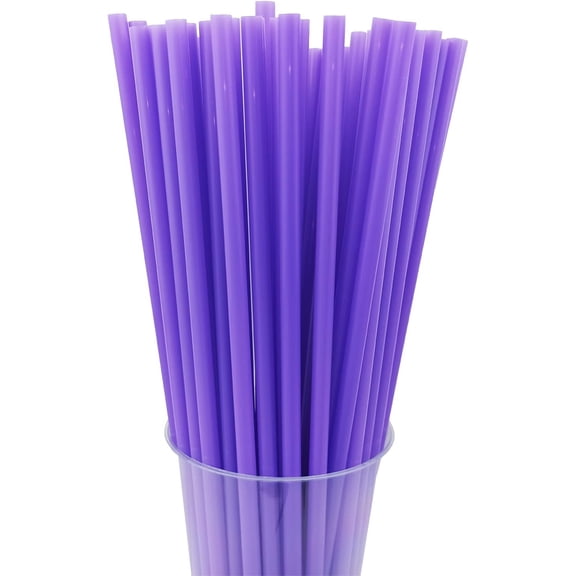 200PCS 10.2 Inches Disposable Decorative Purple Plastic Straws for Birthday Wedding Cocktail Party Supplies (0.23 * 10.2inch) (Purple)