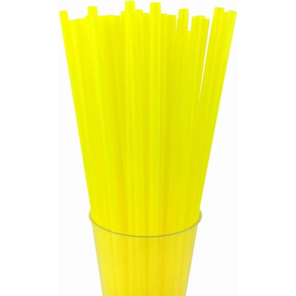 200PCS 10.2 Inches Disposable Decorative Yellow Plastic Straws for Birthday Wedding Cocktail Party Supplies (0.23 * 10.2inch) (Yellow)