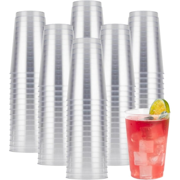 200PCS 12oz Clear Plastic Cups for Party Disposable Cocktail Glasses Wedding Thanksgiving Christmas Parties