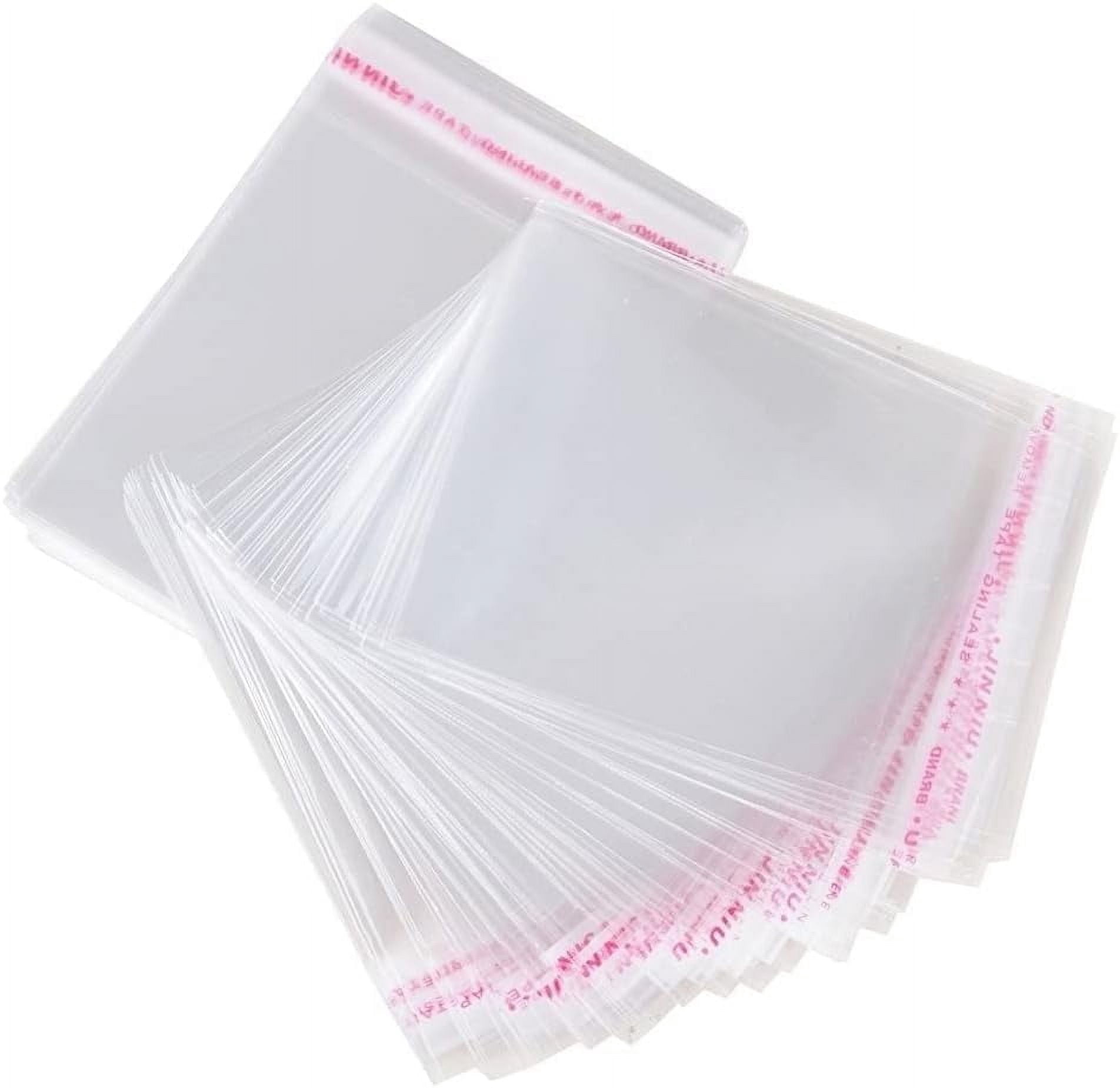 100 Clear Resealable Plastic Bags - Adhesive Cello Lip & Tape, 1.2 Mil Thick