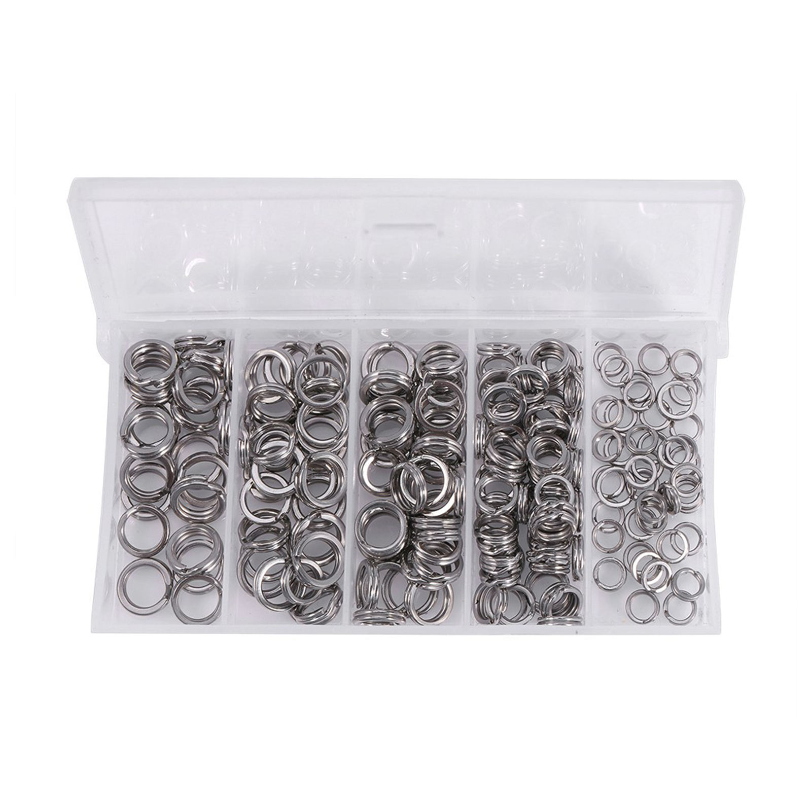 200pcs 5sizes Heavy Duty Stainless Steel Split Rings Solid Lures 