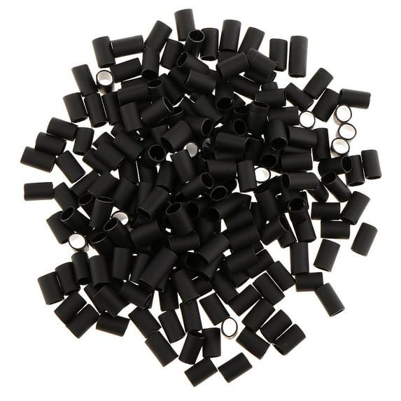200PCS 6mm Glue Heat Shrink Tubes Micro Rings Links Beads for Hair Extensions Black