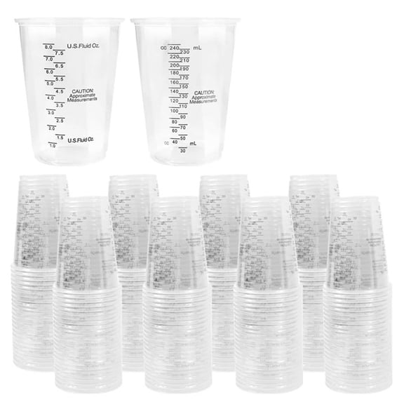 TOP! 200PCS 8oz Disposable Measuring Cups Plastic Epoxy Resin Mixing for Baking, Paint Pigments