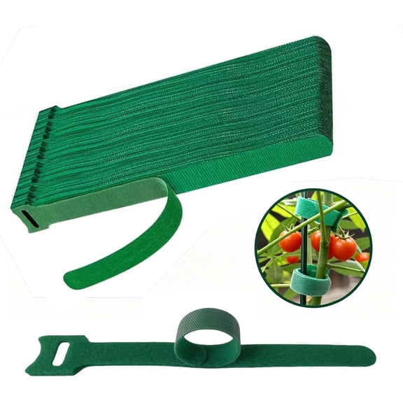 200PCS Adjustable Nylon Plant Ties, Green Reusable Hook and Loop Straps, Anti-Slip Plant Support for Climbing Plants and Christmas Garland Fixing