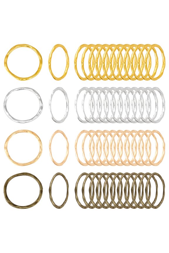 200PCS Alloy Linking Rings 4 Colors Textured Circle Frames Charms Links Hollow Bezels Jewelry Connectors for DIY Dangle Earrings Jewelry Crafts Making