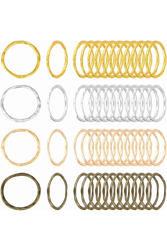 200PCS Alloy Linking Rings 4 Colors Textured Circle Frames Charms Links Hollow Bezels Jewelry Connectors for DIY