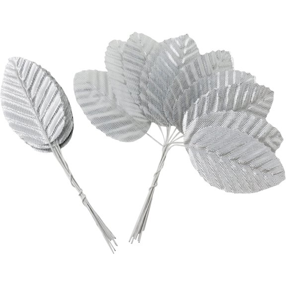 200PCS Artificial Silk Leaf Fake Faux Wired Single Leaf for DIY Crafts, Cake, Bouquet, Wreath, Home, Wedding, Birthday, Party, Christmas Decoration