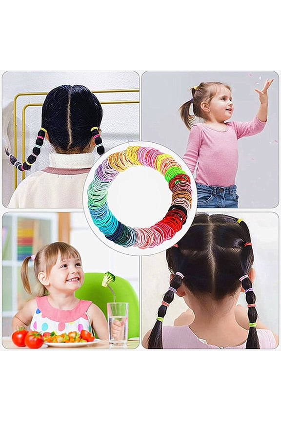 200Pcs Baby Toddler Hair Ties, Multicolor Elastic Hair Ties, No Crease Hair Elastics Small Ponytail Holders Hair Ties for Kids Girls