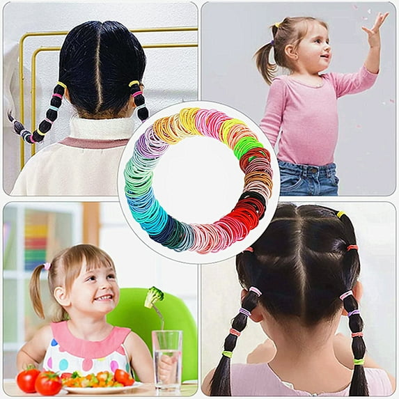 GIXUSIL 200Pcs Baby Toddler Hair Ties, Multicolor Elastic Hair Ties, No Crease Hair Elastics Small Ponytail Holders Hair Ties for Kids Girls