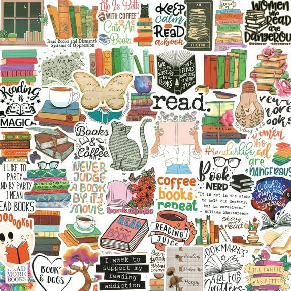 200PCS Book Stickers for Kindle, Bookish Stickers, Booktok Reading Stickers for Water Bottles Laptop Phone Accessories, Vinyl Waterproof Stickers for Book Lovers Teens Adults