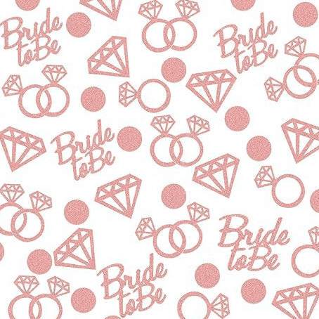 200PCS Bride to Be Rose Gold Glitter Confetti, Diamond Ring Shapes, Bridal Shower Bachelorette Party Decorations
