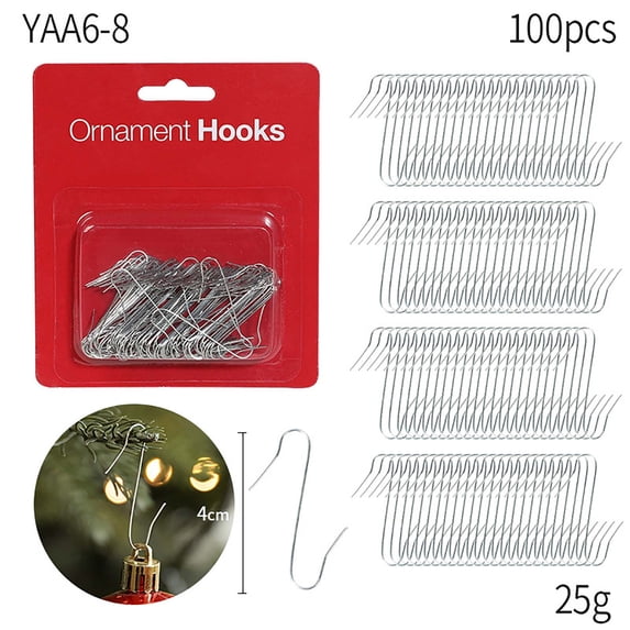 200PCS Christmas Hooks for Ornament, S-shaped Christmas Tree Hangers Clips for Christmas String Lights and Xmas Tree Balls, Indoor Outdoor Christmas Decorations Hanging Hooks