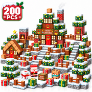 TIMETOME 200PCS Magnetic Blocks for Kids Ages 3+, Christmas Magnetic Cubes & Building Blocks, Large STEM Christmas Village Set