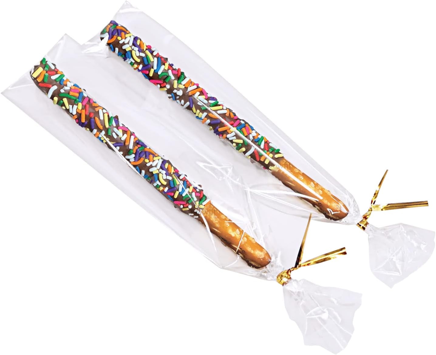 200PCS Clear Cellophane Bags With Twist Ties , 2x10 Inches Plastic OPP