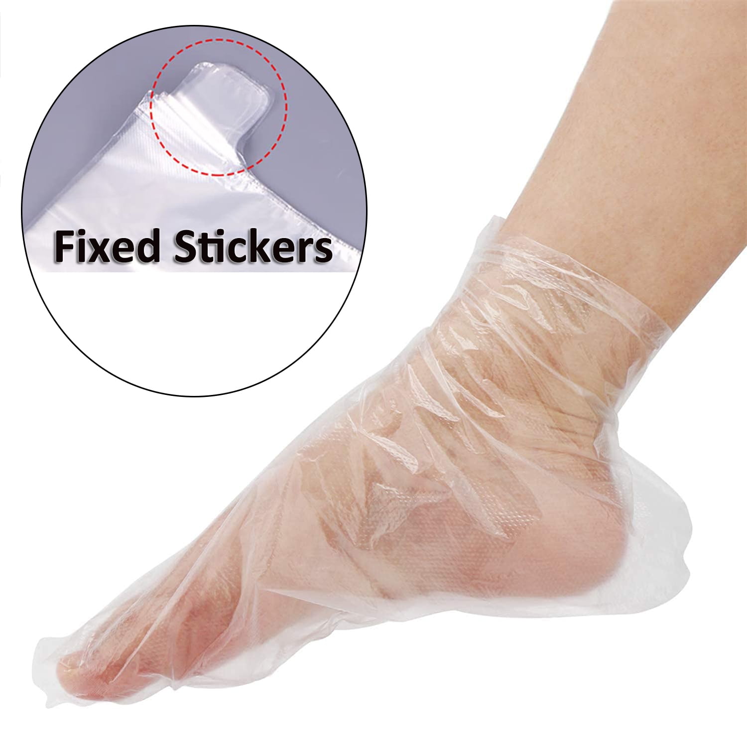 200PCS Clear Plastic Disposable Booties, Paraffin Bath Liners for Foot Pedicure Hot Spa Wax