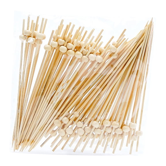 200PCS Cocktail Picks, Natural Wooden Ball Fancy Toothpicks for Appetizers, 5.5 Inch Long Bamboo Skewers Garnish Sticks for Food Drinks Sandwich Fruit Charcuterie Boards Accessories Party Supplies