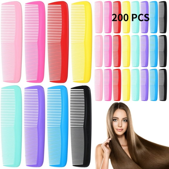 200PCS Colorful Pocket Combs, 5" Fine Coarse Teeth Hair Comb Bulk, Small Plastic Combs 8 Colors, Travel Comb for Women Men, Styling Comb, Fine Dressing Comb for Home Hair Salon Hotel