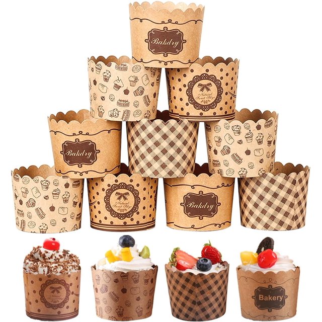 200PCS Cupcake Liners Brown Muffin Liners Baking Cups Kraft Paper