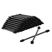 200PCS Disposable Eyeshadow Applicators, Dual Sides Eye Shadow Eyeliner Sponge Brushes Sticks, Tipped Oval Makeup Eyeshadow Applicator Tool for Women Girls Black