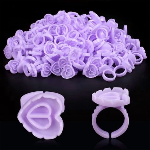 200PCS Disposable Plastic Glue Rings for Eyelash Extensions, used for eyelash extension surgery, nail art glue cups, makeup items required for eyelash extension (Purple)