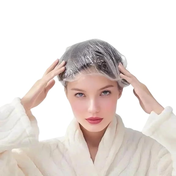 200PCS Disposable Shower Caps, Plastic Clear Hair Cap Large Thick Waterproof Bath Caps for Women & Men Unisex Reusable Travel Essentials Deep Conditioning, Treatment, Hotel, Spa, and Home Use