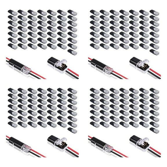 200PCS Double-Wire Plug-In Connector with Locking Buckle,Pluggable Connectors 2Pin 2 Way Universal Compact Wire Terminal