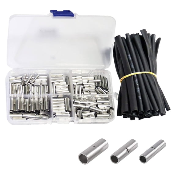 200PCS Electrical Wire Crimp Connector Rings Tin Plated Wire Terminals with 45 Heat Shrink Tubes For Wiring Projects