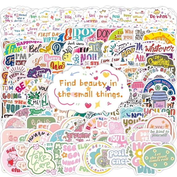 XCIRCLE 200PCS Emotional Wellbeing Empowering Sayings Inspiring Doodle Stickers for Planner Laptop