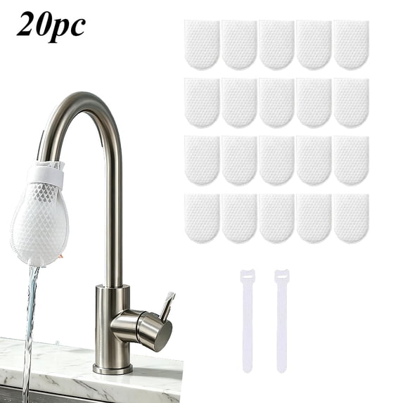 200PCS Faucet Filter Bags with 10 Ties – Splash-Proof Water Purifier Net for Sink – Food-Grade Sediment & Limescale Filter Mesh – Easy Install Kitchen & Bathroom Faucet Screen – Soft Water Flow
