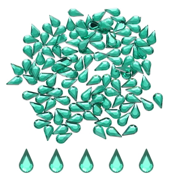 Uxcell 200Pcs Flat Back Acrylic Teardrop Gems 0.24" x 0.39" Artificial Rhinestones for DIY Crafts Bead Lake Blue
