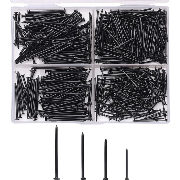200PCS Hardware Nail Assortment Kit – Multi-Size Wall, Wood & Picture Frame Nails Set with Storage Case, High-Strength Metal, Heavy Duty for Hanging, Woodworking, DIY Home Improvement Projects