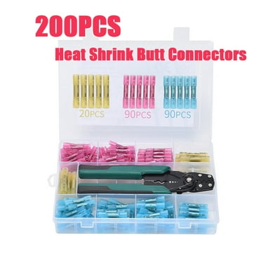 200PCS Heat Shrink Bullet Connectors Butt Splice Wire Connectors Kit with Crimper