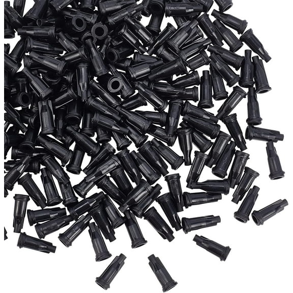 200PCS Luer Lock Syringe Tip Caps Plastic Screw Type Dispensing Industrial Syringe Tip Cap Dispensing Needle Tip Cap for Crafting and Industrial Work with Storage Box - Black DIY