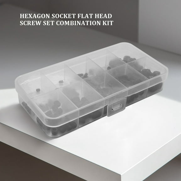 200PCS M3 M5 M6 M8 Hex Socket Hex Grub Screw Set Assortment Kit(Black Alloy Steel)