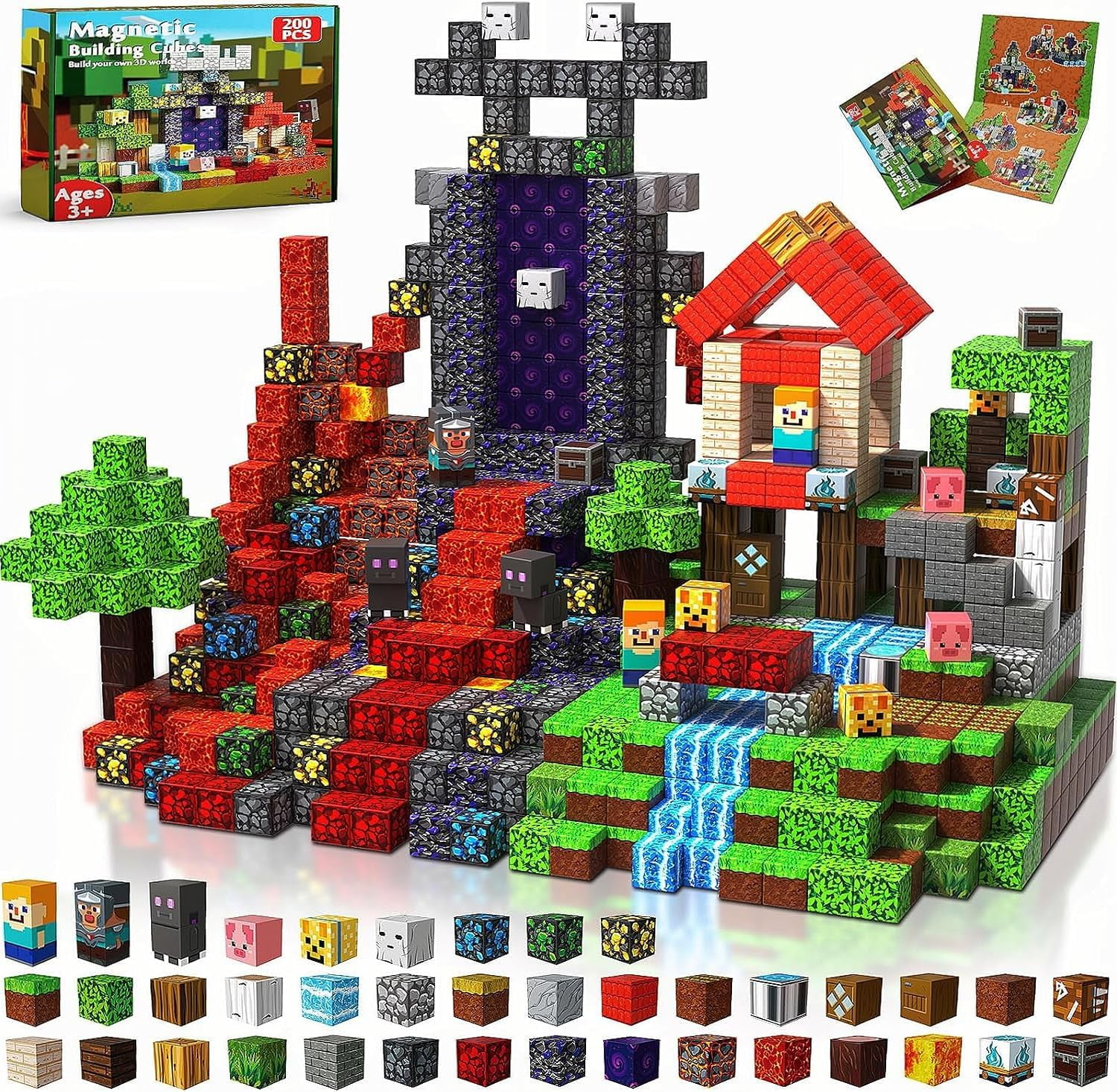 200PCS Magnetic Building Blocks - Stacking Magnets for Kids, Sensory ...