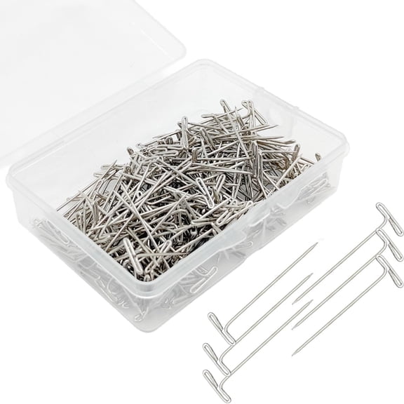 200PCS Metal T Pins, 1.5 Inch Stainless Steel T-pins Wig Pins Long Straight Sewing Pins for Quilting Blocking Knitting Craft Modelling and Crafts (1.5inch/ 38mm)