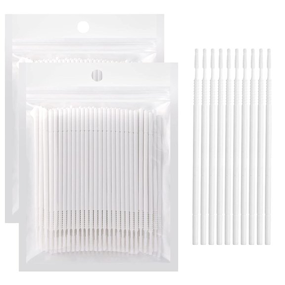 200PCS Micro Applicators Brushes Mini Cotton Swabs Remove Grafted Eyelash Glue Dedicated Brush Disposable Microswabs for Eyelash Extensions Make up and Lash Clean and Personal Care (White 1)