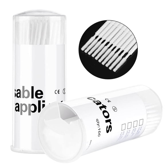 200PCS Micro Applicators Brushes Mini Cotton Swabs Remove Grafted Eyelash Glue Dedicated Brush Disposable Microswabs for Eyelash Extensions Make up and Lash Clean and Personal Care (White 1)