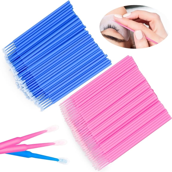 200PCS Micro Applicators Brushes, Pink Disposable Eyeliner Brushes Micro Make Up Mascara Brushes for Eyelash Extension