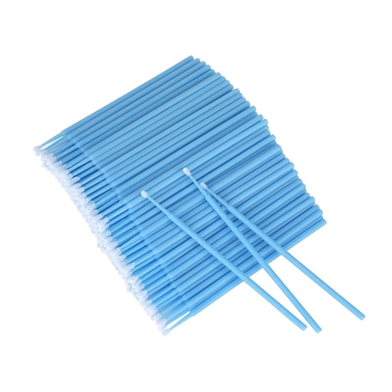 200PCS Micro Brush Applicator Disposable Micro Cotton Swabs for Eyelash Extensions Makeup Clean (Blue)