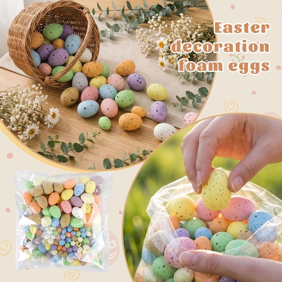 200PCS Mini Foam Easter Eggs Set for Easter Basket Fillers, Spring Craft Projects, Party Table Decor and Holiday Decorations