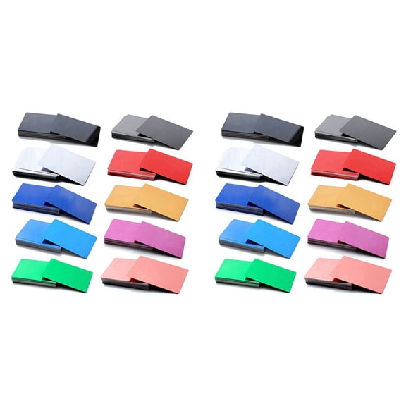 200PCS Mixed Color Aluminum Alloy Card Engraving Metal Business Visit Business Card Blank 0.2mm Thick