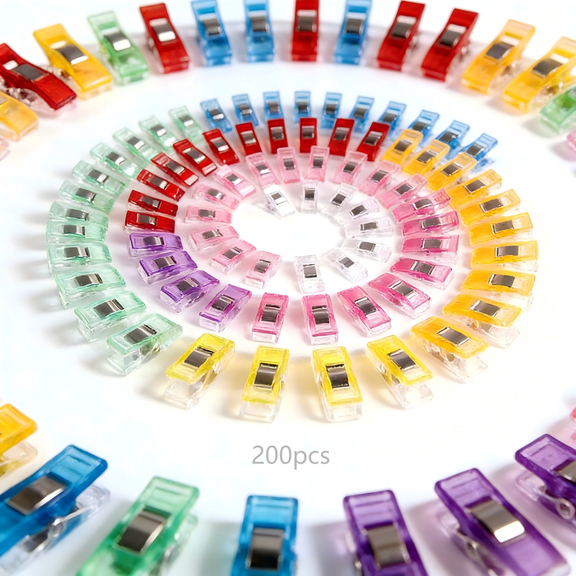 200PCS Multi-Color Sewing Clips – Heavy-Duty Fabric Holding Clips for Large Projects