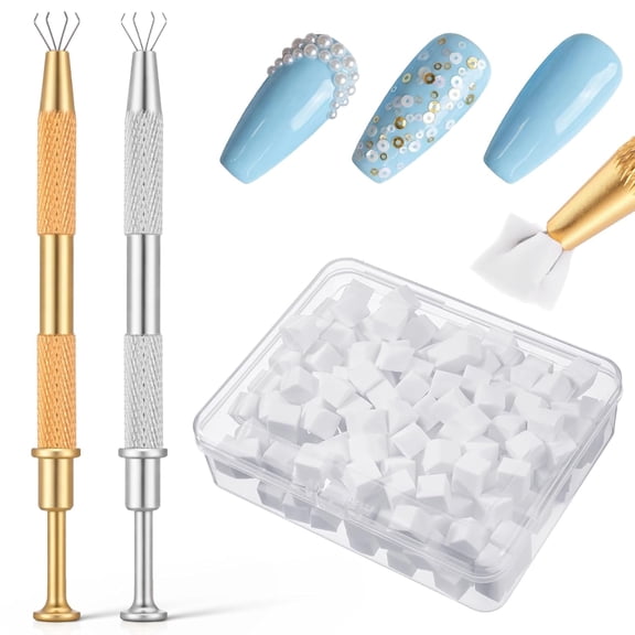 200PCS Nail Ombre Sponge, Nail Art Sponge, NailSponges for Ombre with 2 Grab Pens and Storages Case for DIY Design, Salon and Home Use