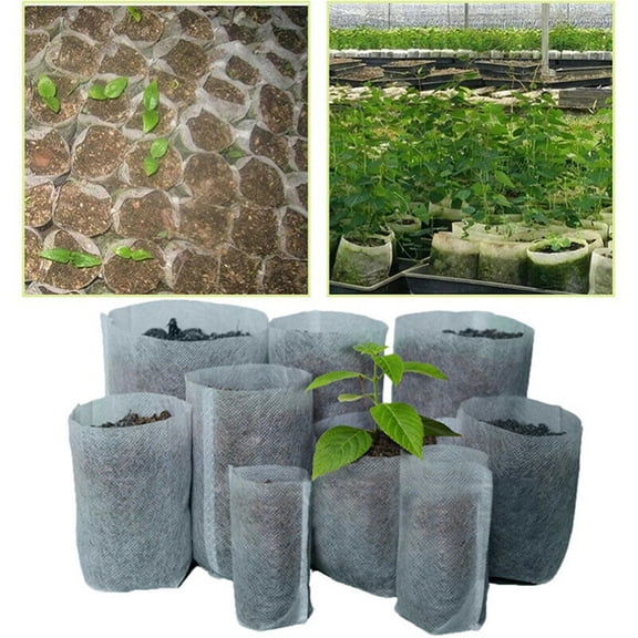 200PCS Non-Woven Nursery Bags - Breathable Plant Grow Bags, 80x100mm Seedling Pots for Vegetables, Flowers, and Fruit Protection - Biodegradable Fabric Pots for Transplanting