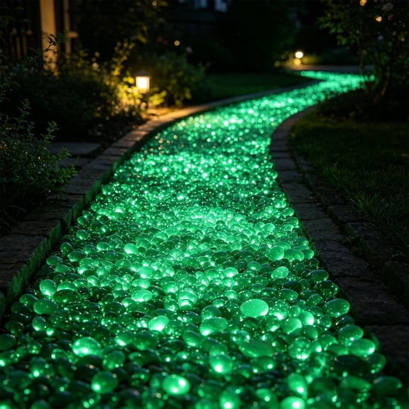 200PCS Outdoor Luminous Stones for Glow in the Dark Walkways, Night Guide Pebbles Garden River Pebbles, Artificial Landscape Rocks for Driveway Walkway Stepping Stone Paths with Natural Look