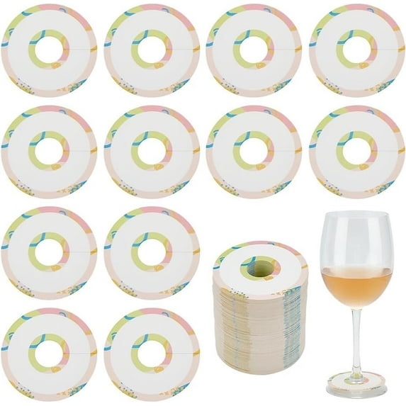 200PCS Paper Wine Glass Charms Blank Goblet Marker 2.8inch Round Drink Name Tags for Wine Glasses