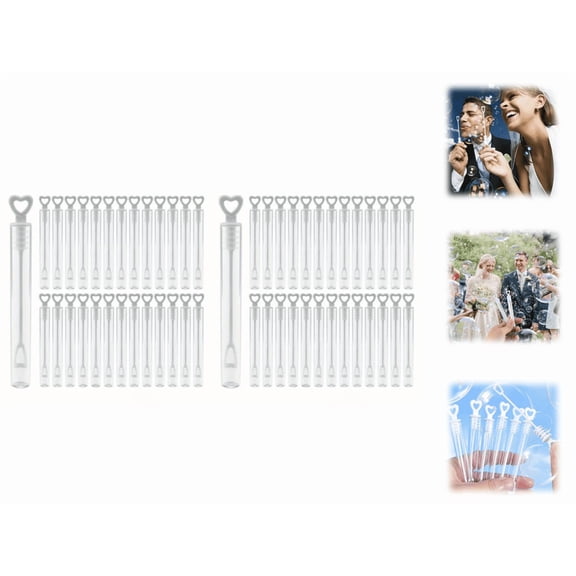 200PCS Party Heart Bubble Wands Transparent Plastic Refillable Bubble Bottles for Outdoor Use