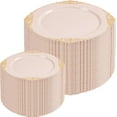 thumbnail image 1 of 200PCS Pink and Gold Plates - Pink Plastic Plates - Fancy Disposable Plate with Gold Rim - Vintage Wedding Dinner & Dessert Plate for 100 Guests for Wedding & Party & Bridal Shower, 1 of 18